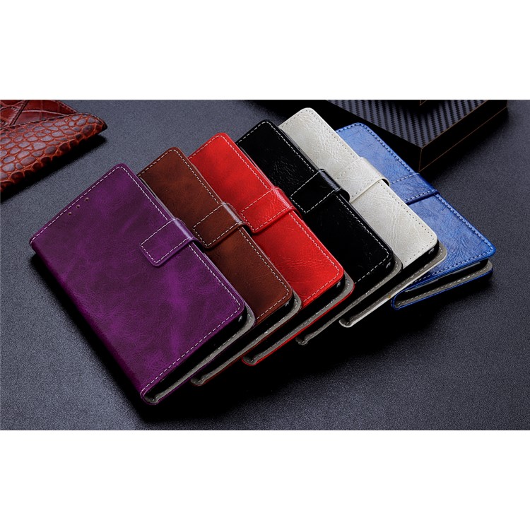 Crazy Horse Vintage Leather Wallet Case for Xiaomi Black Shark 2 - Purple-9