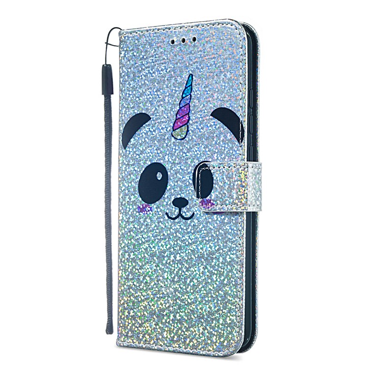 Pattern Printing Glitter Sequins Leather Wallet Case for Xiaomi Redmi Note 7 / Redmi Note 7 Pro (India) - Panda-5