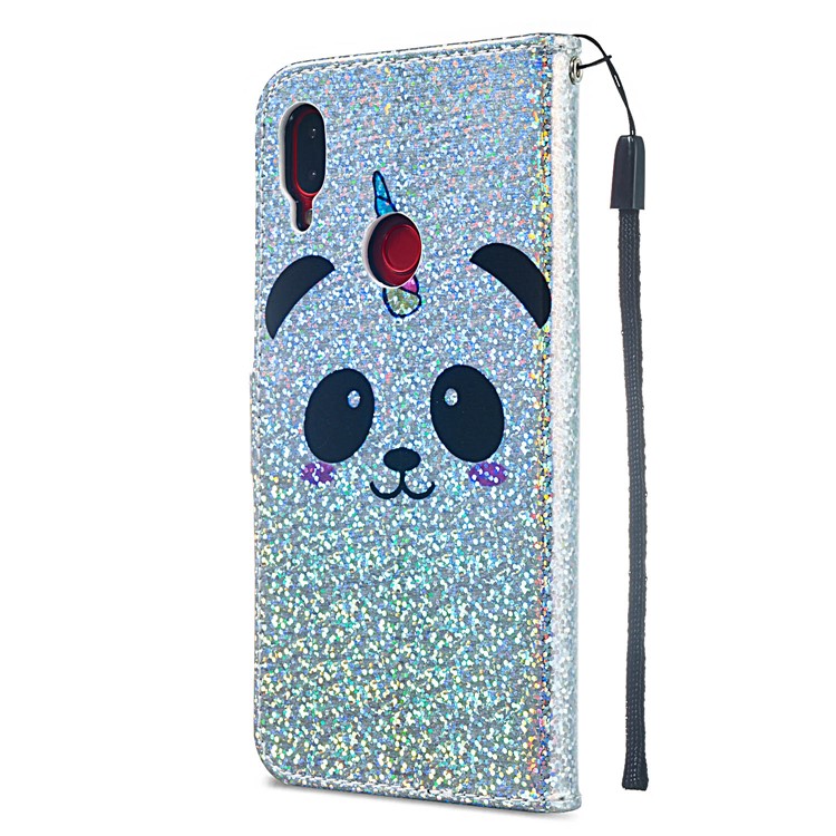 Pattern Printing Glitter Sequins Leather Wallet Case for Xiaomi Redmi Note 7 / Redmi Note 7 Pro (India) - Panda-7