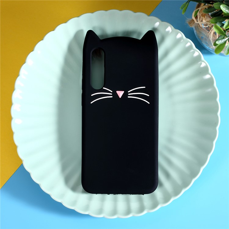 3D Mustache Cat Silicone Protective Mobile Cover for Xiaomi Mi 9 SE - Black-1