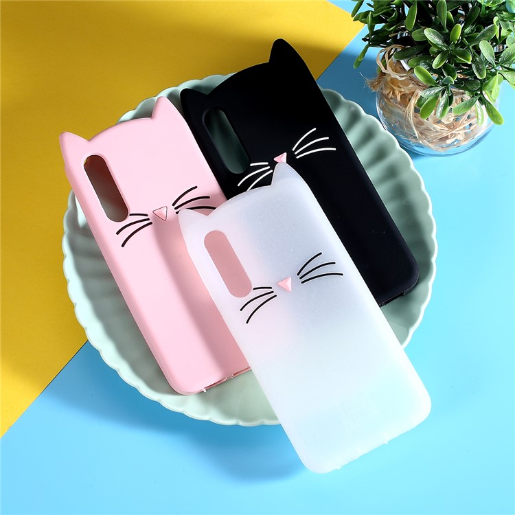 3D Mustache Cat Silicone Protective Mobile Cover for Xiaomi Mi 9 SE - Black-6