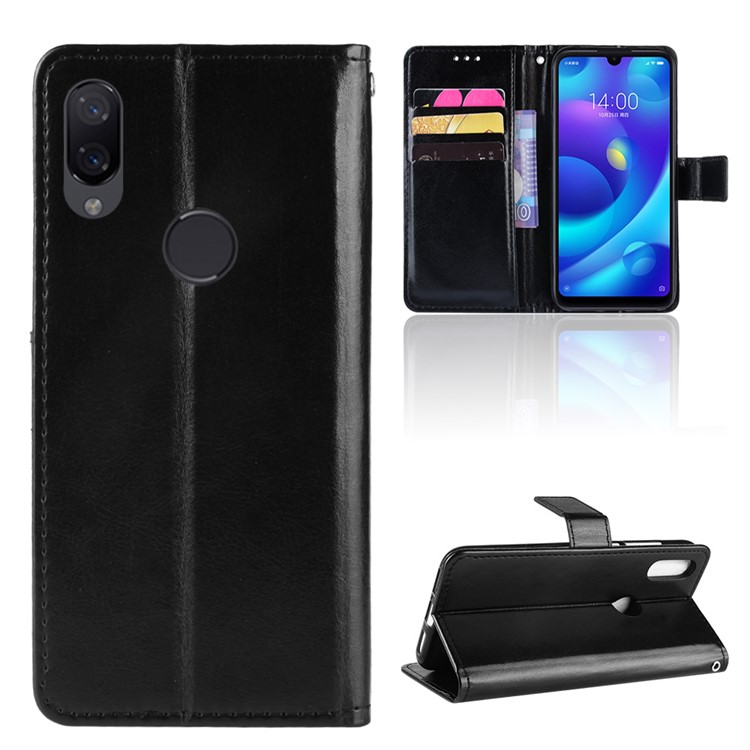 Crazy Horse Leather Stand Wallet Case for Xiaomi Redmi 7 / Redmi Y3 - Black-1
