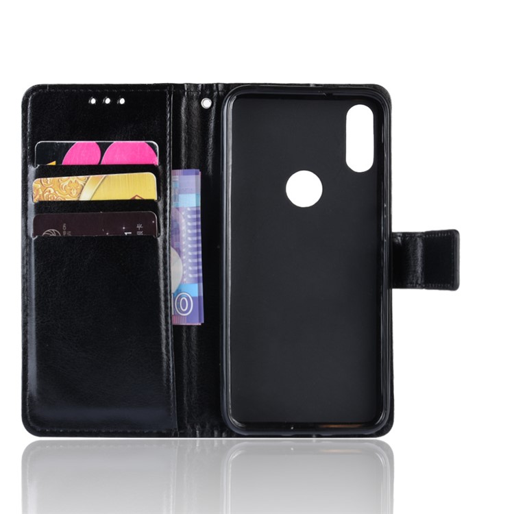 Crazy Horse Leather Stand Wallet Case for Xiaomi Redmi 7 / Redmi Y3 - Black-3