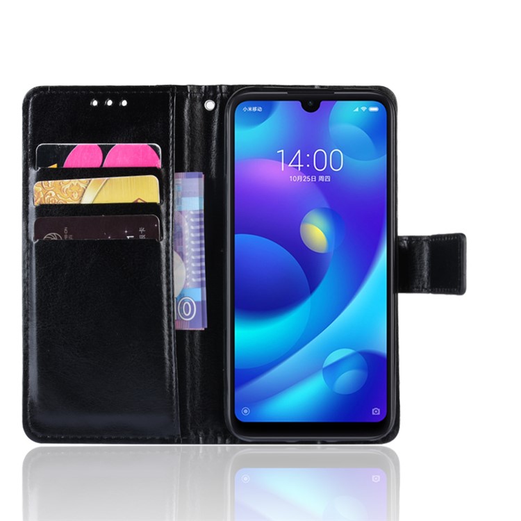 Crazy Horse Leather Stand Wallet Case for Xiaomi Redmi 7 / Redmi Y3 - Black-4