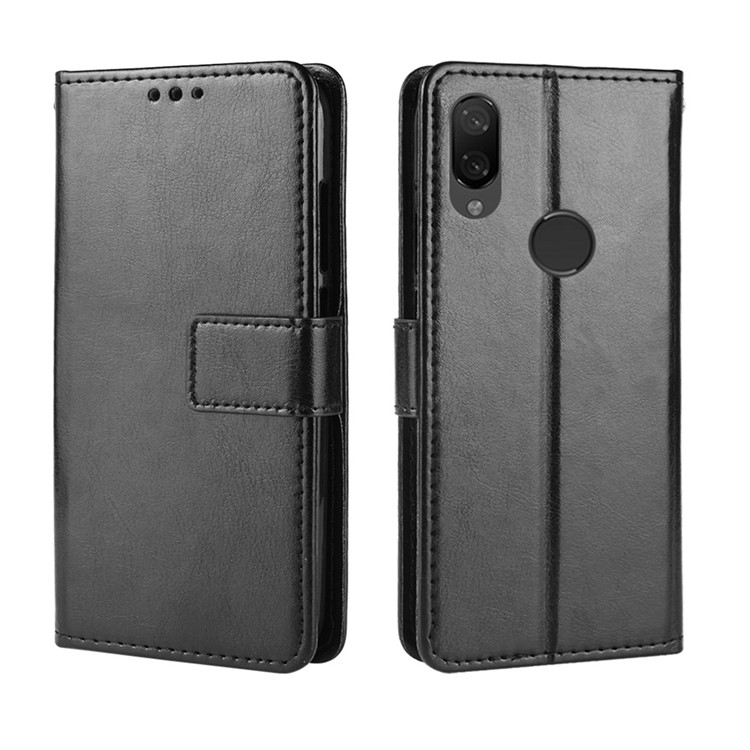 Crazy Horse Leather Stand Wallet Case for Xiaomi Redmi 7 / Redmi Y3 - Black-7