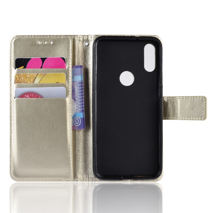 Caso De Carteira De Couro De Cavalo Louco Para Xiaomi Redmi 7 / Redmi Y3 - Ouro-3