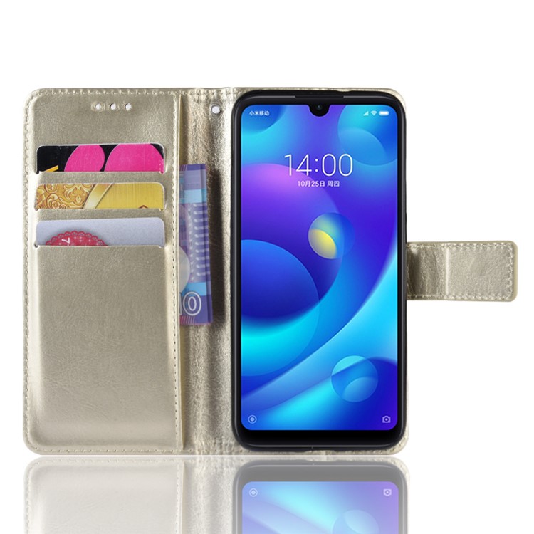 Caso De Carteira De Couro De Cavalo Louco Para Xiaomi Redmi 7 / Redmi Y3 - Ouro-4