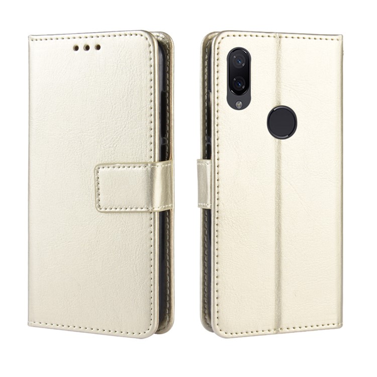 Caso De Carteira De Couro De Cavalo Louco Para Xiaomi Redmi 7 / Redmi Y3 - Ouro-7