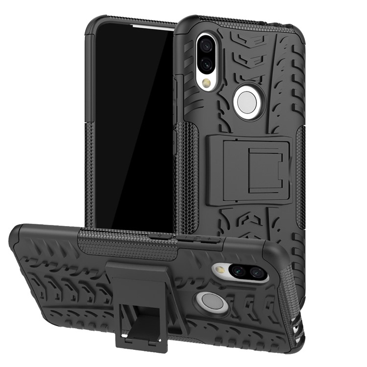 Fall Stire Kickstand PC + TPU Hybrid Case Para Xiaomi Redmi 7 / Redmi Y3 - Negro