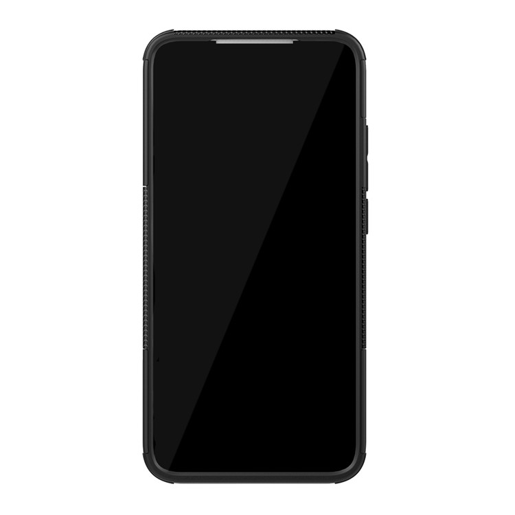 Cool Pneu Kickstand pc + Tpu Híbrido Estojo Para Xiaomi Redmi 7 / Redmi Y3 - Preto-3