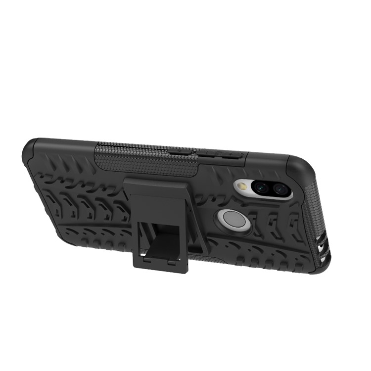 Cool Tire Kickstand PC + TPU Hybrid Case Pour Xiaomi Redmi 7 / Redmi Y3 - le Noir