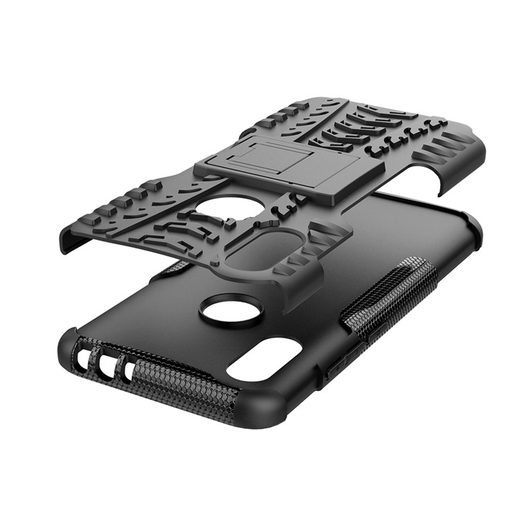 Cool Tire Kickstand PC + TPU Hybrid Case Pour Xiaomi Redmi 7 / Redmi Y3 - le Noir