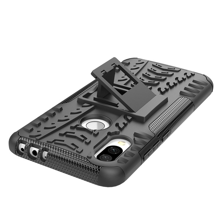 Cool Pneu Kickstand pc + Tpu Híbrido Estojo Para Xiaomi Redmi 7 / Redmi Y3 - Preto-6