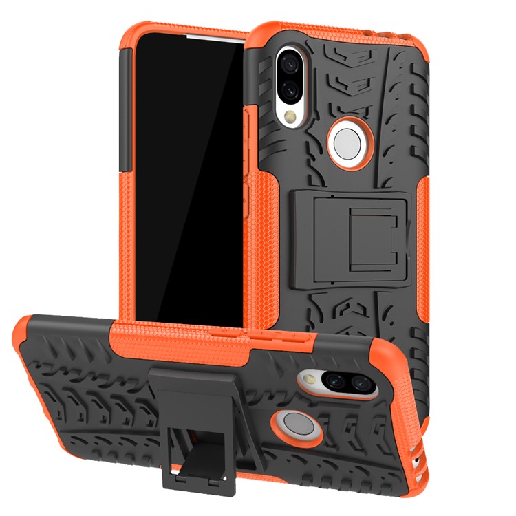 Cool Tyre Kickstand PC + TPU Hybrid Case for Xiaomi Redmi 7 / Redmi Y3 - Orange-1