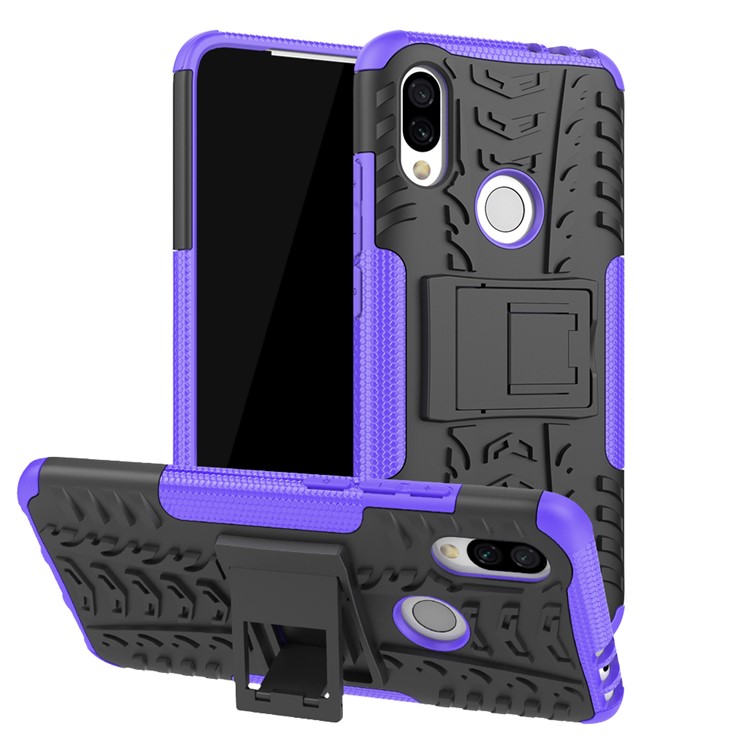 Cool Tyre Kickstand PC + TPU Hybrid Case for Xiaomi Redmi 7 / Redmi Y3 - Purple-1