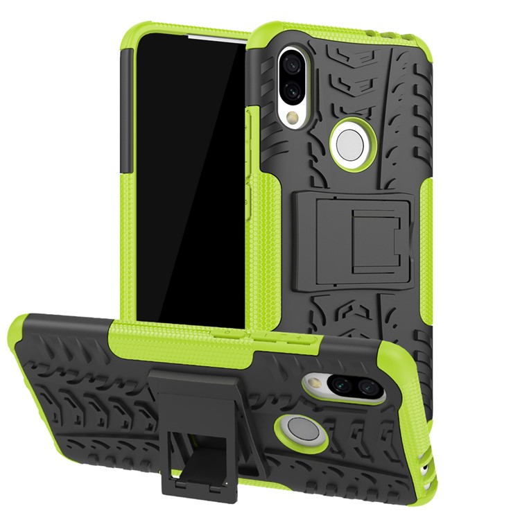 Cool Tyre Kickstand PC + TPU Hybrid Case for Xiaomi Redmi 7 / Redmi Y3 - Green-1