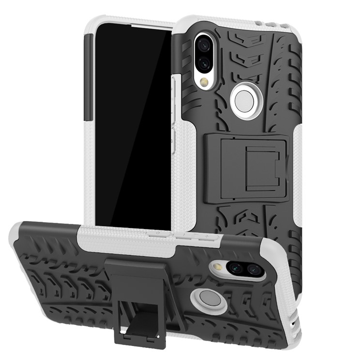 Cool Tyre Kickstand PC + TPU Hybrid Case for Xiaomi Redmi 7 / Redmi Y3 - White-1