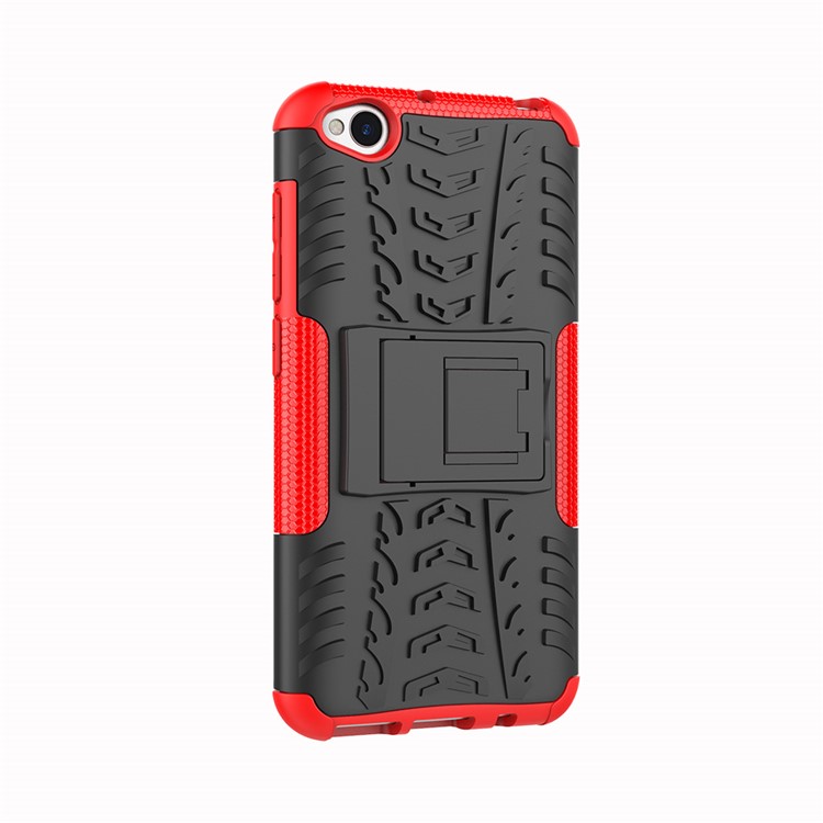 2-in-1-Reifenmuster PC + TPU-Hybrid-Handyhülle Mit Ständer Für Xiaomi Redmi Go - Rot-8