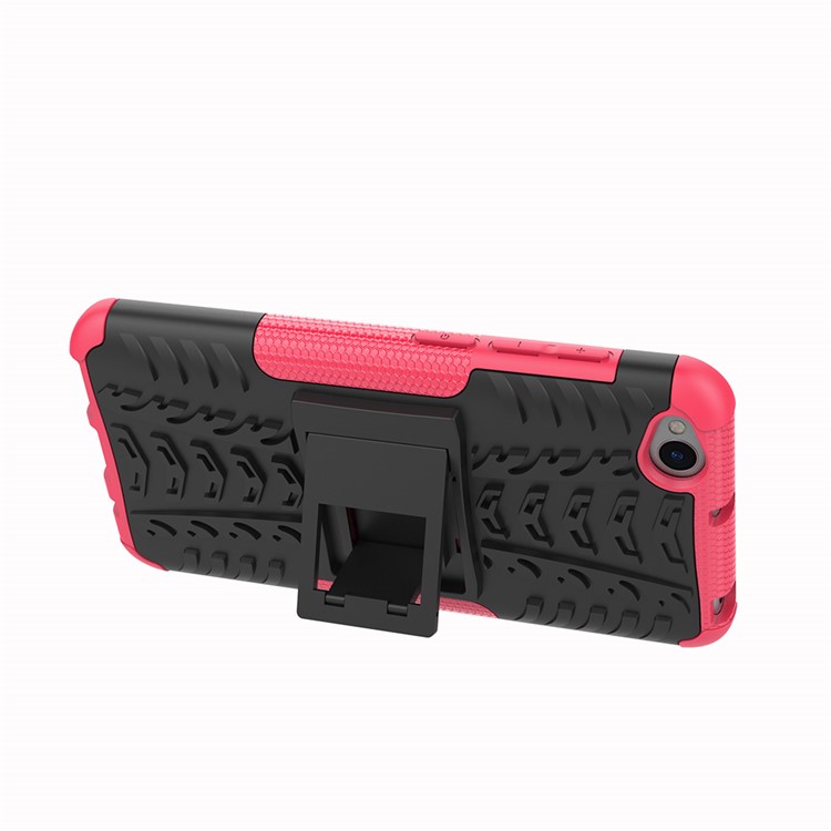 2-in-1 Tyre Pattern PC + TPU Hybrid Mobile Phone Case with Kickstand for Xiaomi Redmi Go - Rose-5