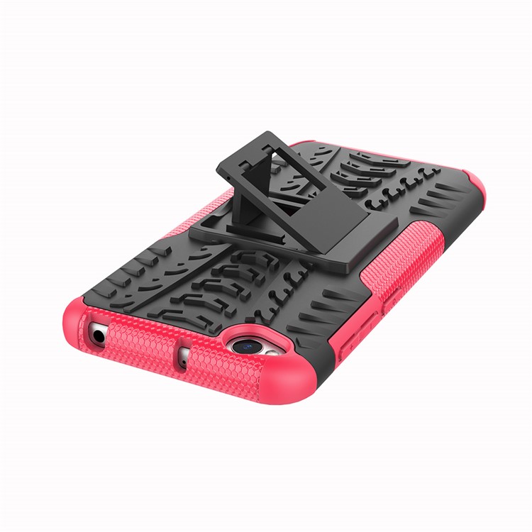 2-in-1 Tyre Pattern PC + TPU Hybrid Mobile Phone Case with Kickstand for Xiaomi Redmi Go - Rose-7