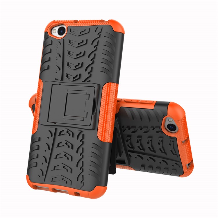 2-in-1 Tyre Pattern PC + TPU Hybrid Mobile Phone Case with Kickstand for Xiaomi Redmi Go - Orange-2