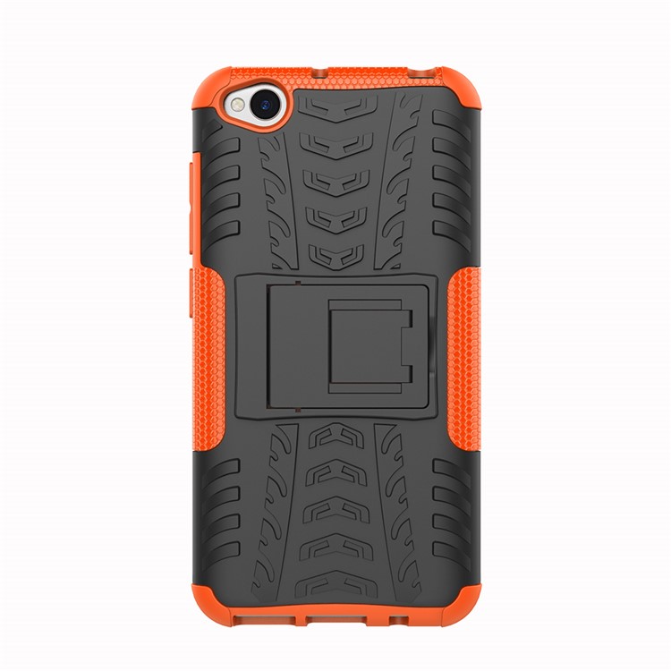 2-in-1 Tyre Pattern PC + TPU Hybrid Mobile Phone Case with Kickstand for Xiaomi Redmi Go - Orange-3