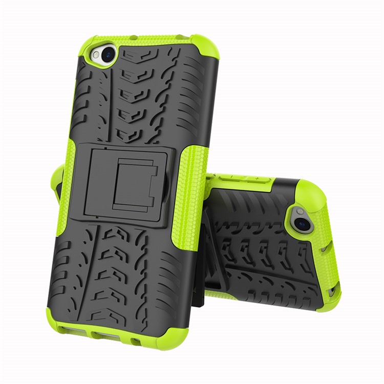 2-in-1 Tyre Pattern PC + TPU Hybrid Mobile Phone Case with Kickstand for Xiaomi Redmi Go - Green-2