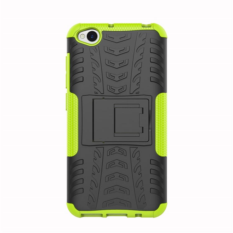2-in-1 Tyre Pattern PC + TPU Hybrid Mobile Phone Case with Kickstand for Xiaomi Redmi Go - Green-3