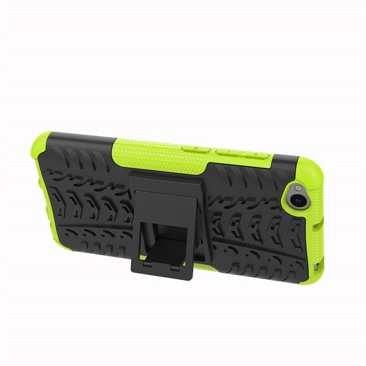 2-in-1 Tyre Pattern PC + TPU Hybrid Mobile Phone Case with Kickstand for Xiaomi Redmi Go - Green-5