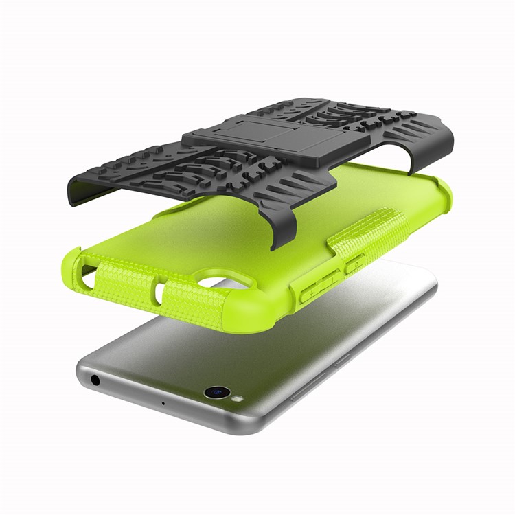 2-in-1 Tyre Pattern PC + TPU Hybrid Mobile Phone Case with Kickstand for Xiaomi Redmi Go - Green-6