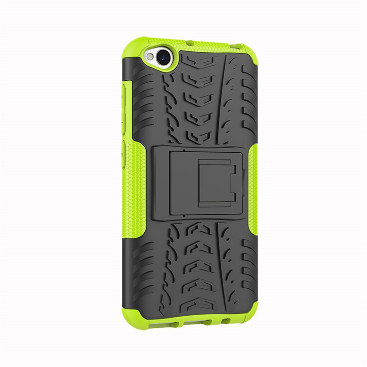 2-in-1 Tyre Pattern PC + TPU Hybrid Mobile Phone Case with Kickstand for Xiaomi Redmi Go - Green-8