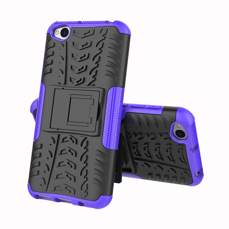 2-in-1 Tyre Pattern PC + TPU Hybrid Mobile Phone Case with Kickstand for Xiaomi Redmi Go - Purple-2