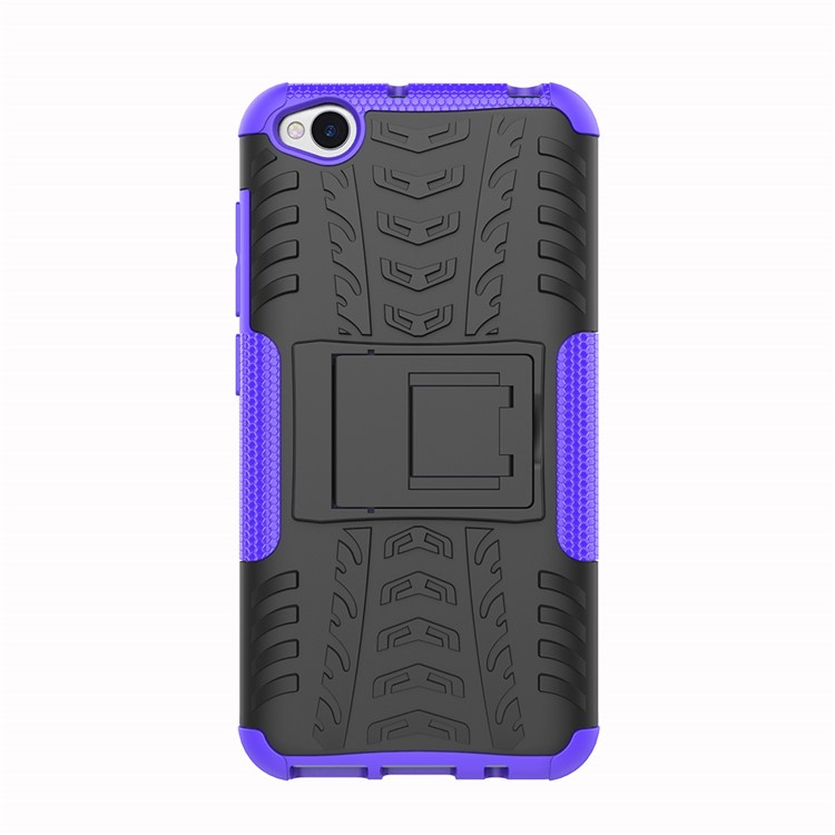 2-in-1 Tyre Pattern PC + TPU Hybrid Mobile Phone Case with Kickstand for Xiaomi Redmi Go - Purple-3