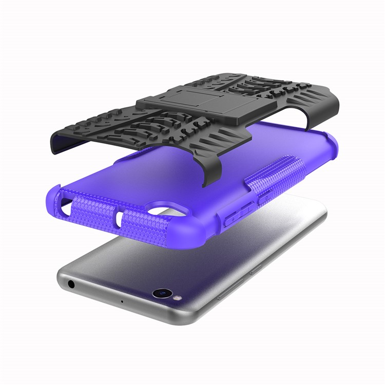 2-in-1 Tyre Pattern PC + TPU Hybrid Mobile Phone Case with Kickstand for Xiaomi Redmi Go - Purple-6