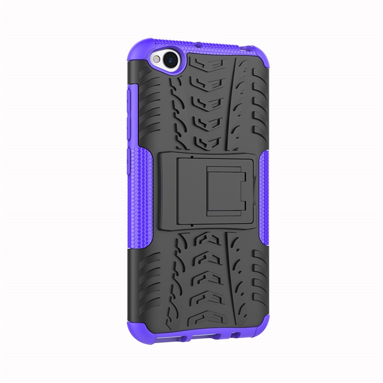 2-in-1 Tyre Pattern PC + TPU Hybrid Mobile Phone Case with Kickstand for Xiaomi Redmi Go - Purple-8