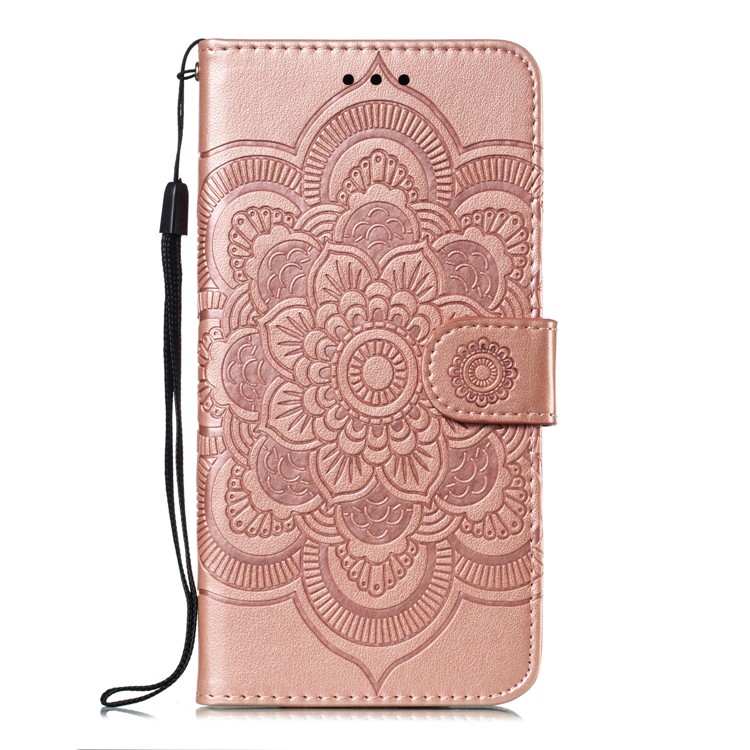 For Xiaomi Redmi Note 7S / Note 7/Note 7 Pro (India) Imprint Mandala Flower Leather Wallet Cover Phone Case - Rose Gold-2
