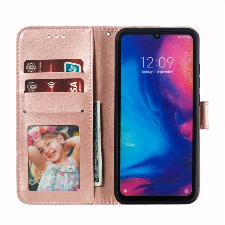 For Xiaomi Redmi Note 7S / Note 7/Note 7 Pro (India) Imprint Mandala Flower Leather Wallet Cover Phone Case - Rose Gold-9