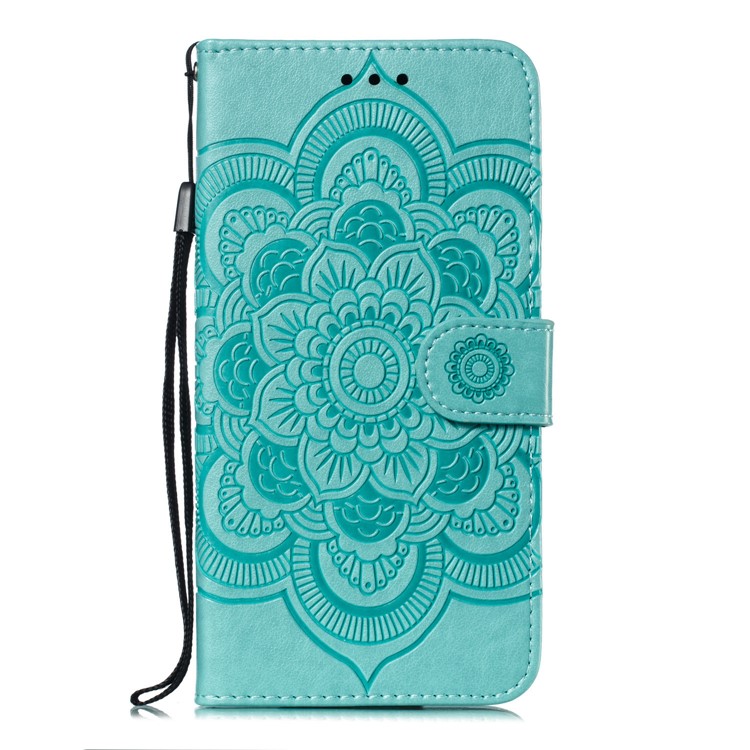 For Xiaomi Redmi Note 7S / Note 7/Note 7 Pro (India) Imprint Mandala Flower Leather Wallet Cover Phone Case - Green-2