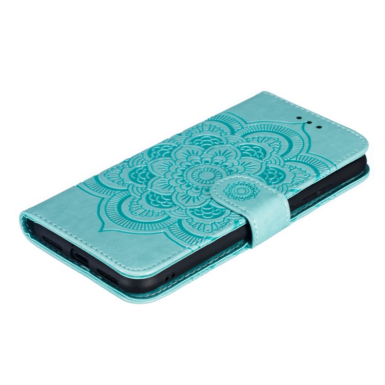 For Xiaomi Redmi Note 7S / Note 7/Note 7 Pro (India) Imprint Mandala Flower Leather Wallet Cover Phone Case - Green-5