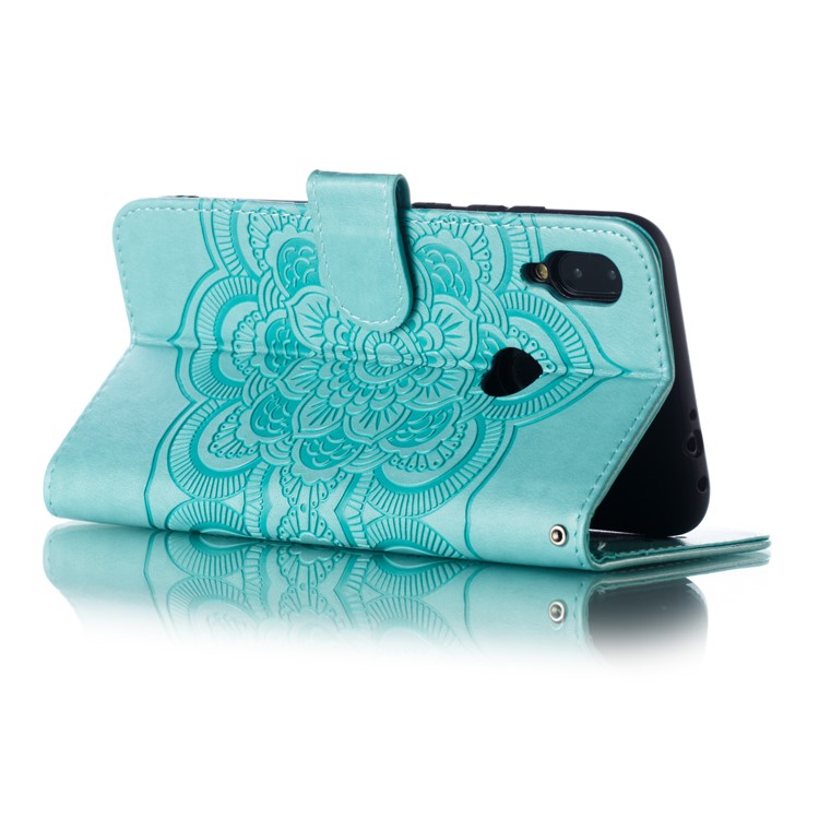 For Xiaomi Redmi Note 7S / Note 7/Note 7 Pro (India) Imprint Mandala Flower Leather Wallet Cover Phone Case - Green-7