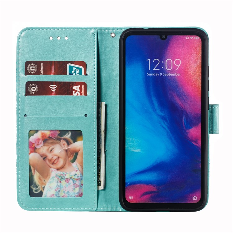For Xiaomi Redmi Note 7S / Note 7/Note 7 Pro (India) Imprint Mandala Flower Leather Wallet Cover Phone Case - Green-9