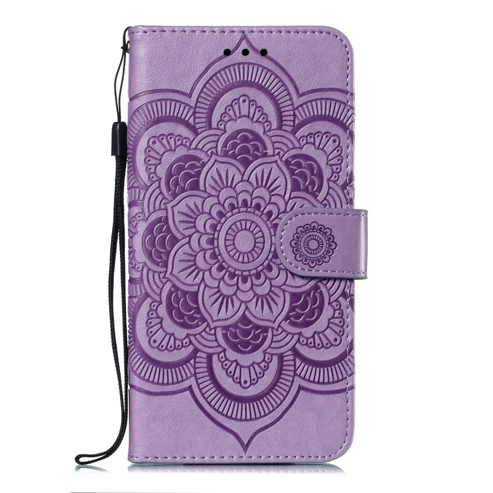 For Xiaomi Redmi Note 7S / Note 7/Note 7 Pro (India) Imprint Mandala Flower Leather Wallet Cover Phone Case - Purple-2