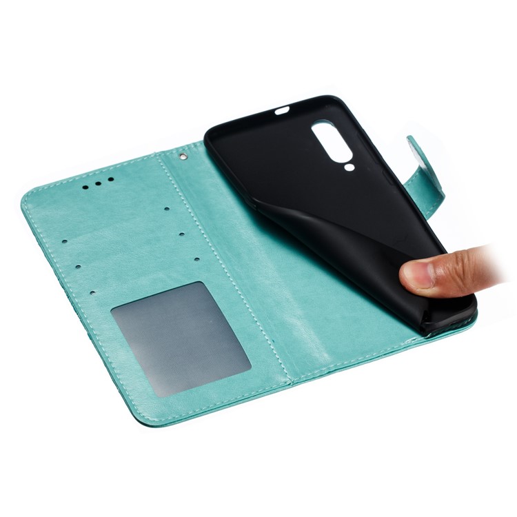 For Xiaomi Mi 9 Imprint Mandala Flower Stand Leather Phone Case Cover - Green-10