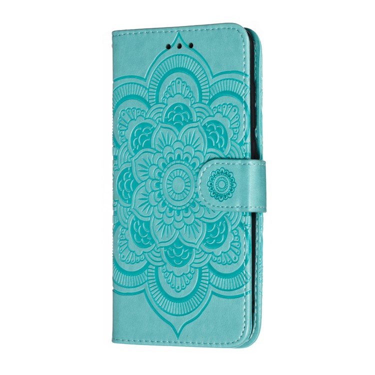 For Xiaomi Mi 9 Imprint Mandala Flower Stand Leather Phone Case Cover - Green-3