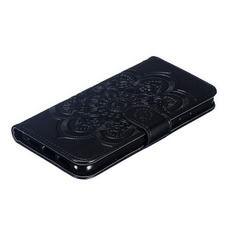 For Xiaomi Mi 9 SE Imprint Mandala Flower Phone Cover Wallet Leather Case - Black-5