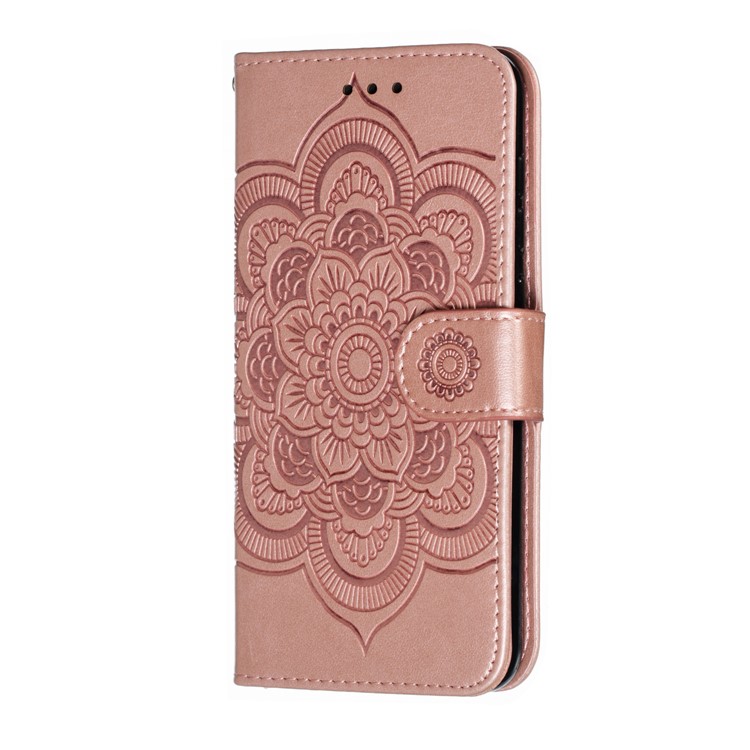 For Xiaomi Mi 9 SE Imprint Mandala Flower Phone Cover Wallet Leather Case - Rose Gold-3