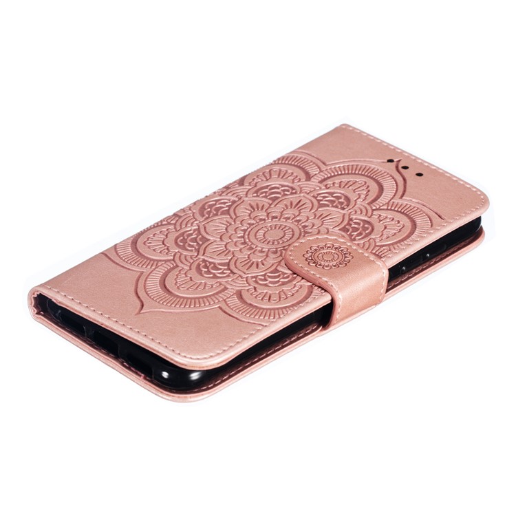 For Xiaomi Mi 9 SE Imprint Mandala Flower Phone Cover Wallet Leather Case - Rose Gold-5