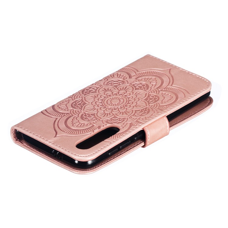 For Xiaomi Mi 9 SE Imprint Mandala Flower Phone Cover Wallet Leather Case - Rose Gold-6