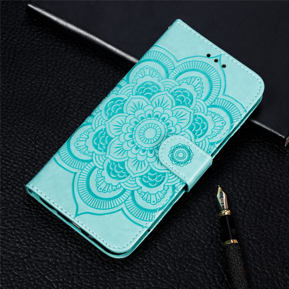 Para Xiaomi Mi 9 SE Impresión de Mandala Mandala Flower Telep Cover Willet Case de Cuero - Verde