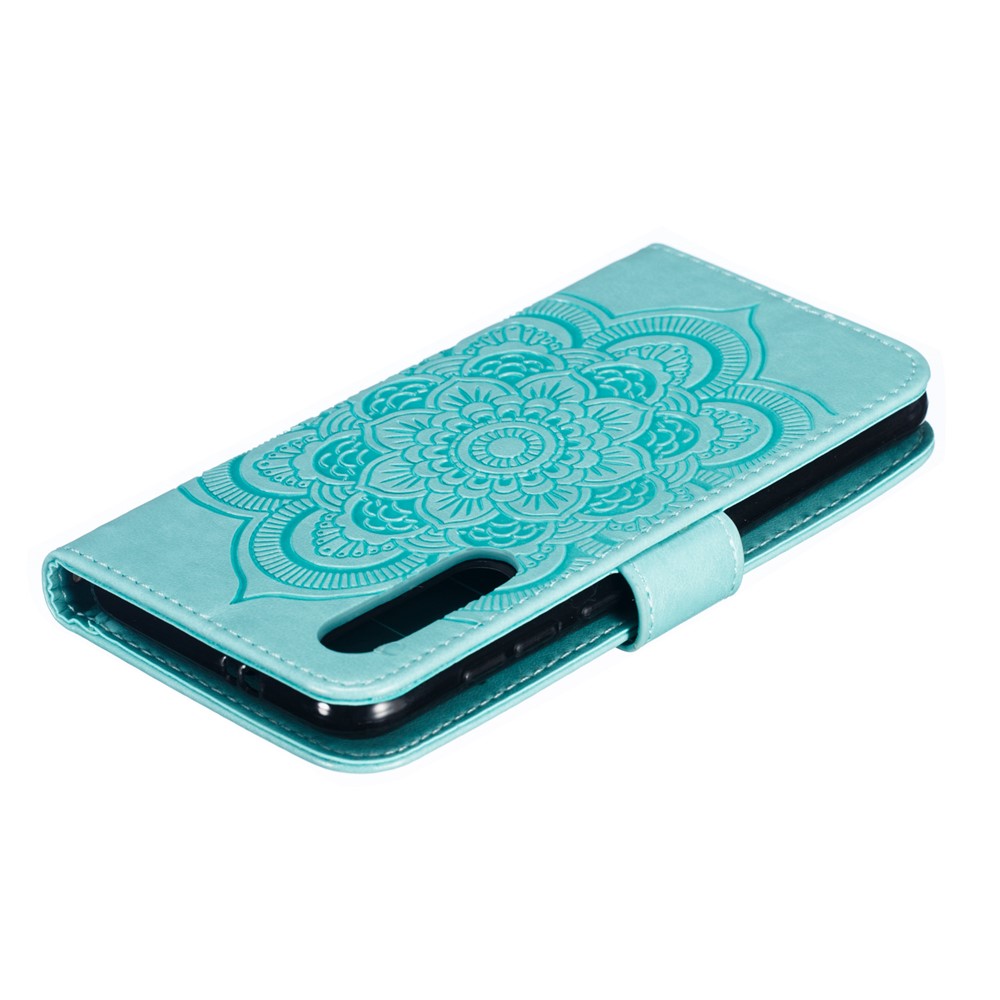 For Xiaomi Mi 9 SE Imprint Mandala Flower Phone Cover Wallet Leather Case - Green-6
